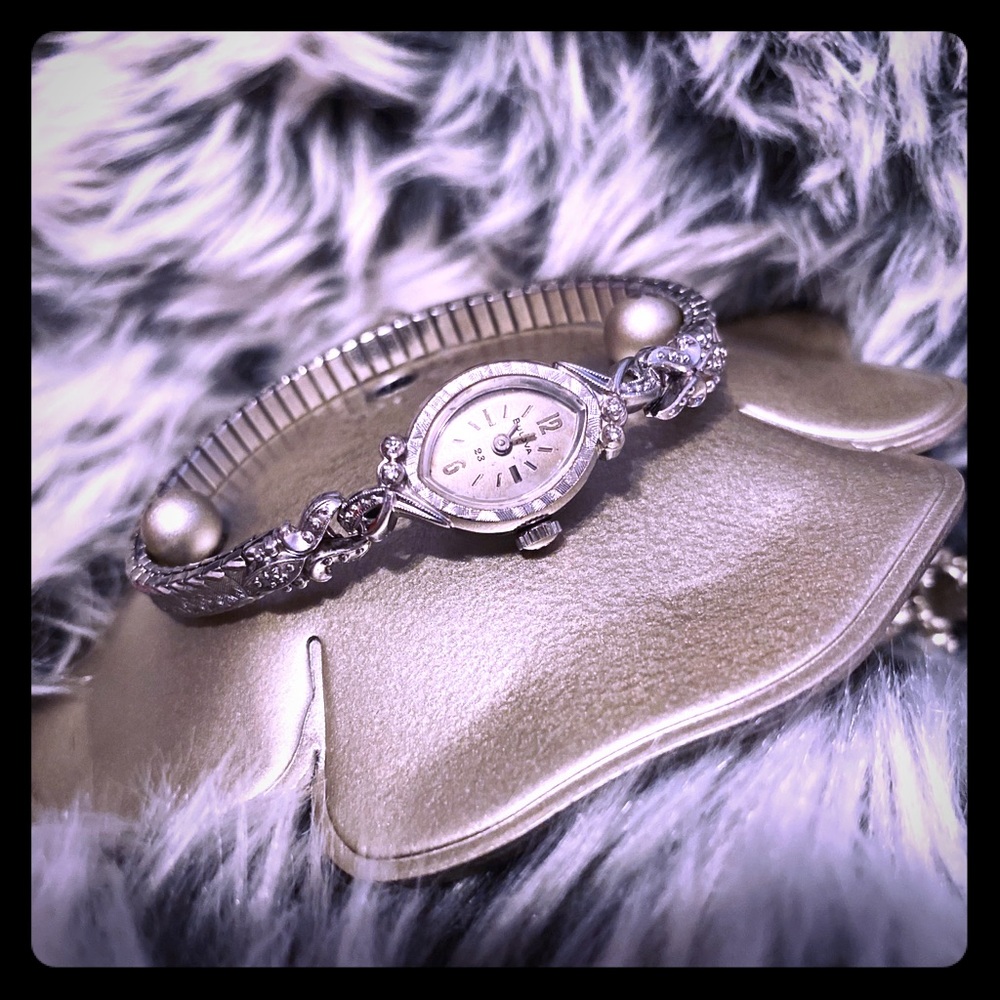 White gold and diamond Bulova watch